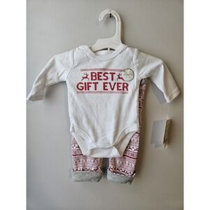 Harry & Violet "Best Gift Ever" Reversible Holiday Baby Outfit 2pc Set Size 0-3M